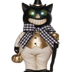 Schicke Halloween Katze mit Leuchtaugen 25cm