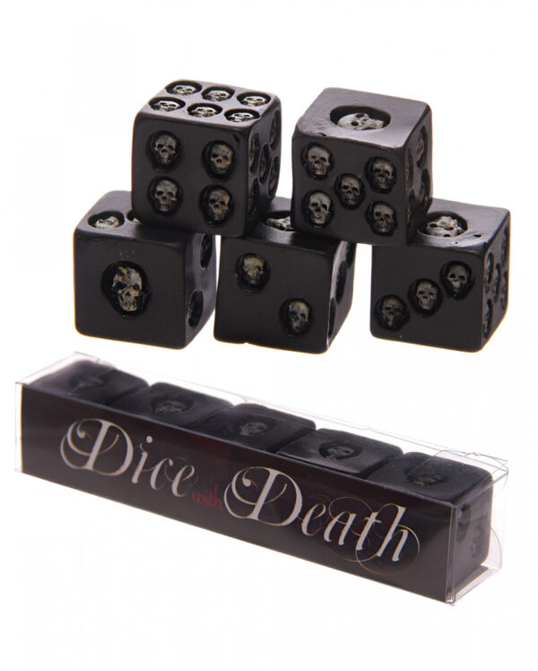 Schwarze Totenkopf Würfel - 5er Set