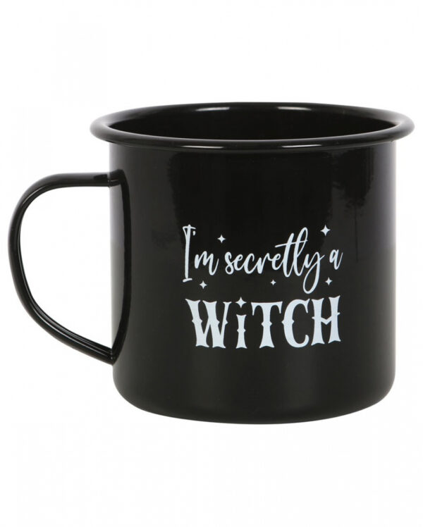 "I am secretly a Witch" Emaille Becher