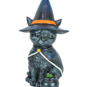 Hexenkatze mit Kessel Figur 15cm