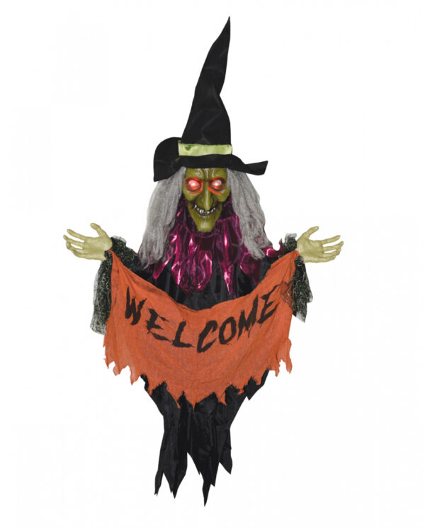 Halloween Hexen Figur mit Bewegung als Türdekoration 135cm