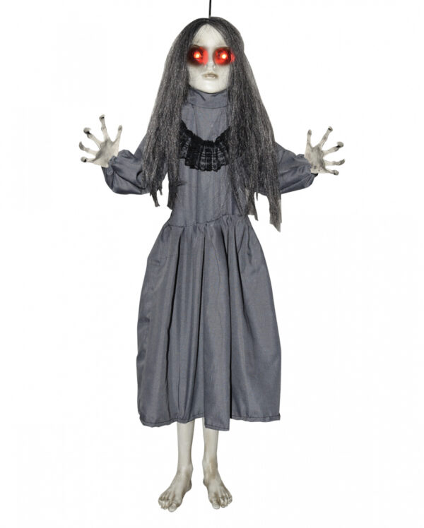 Schwarzes Gothic Doll mit leuchtenden Augen Hängefigur 80cm