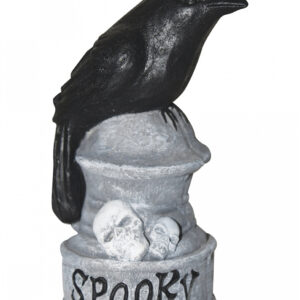 Spooky Zement Grabstein mit Krähe 14cm