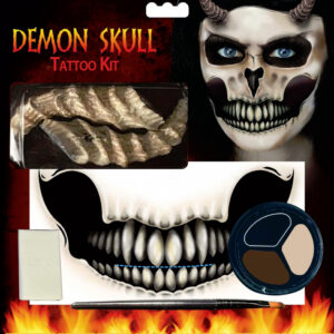 Demon Skull Tattoo Kit mit Hörnern