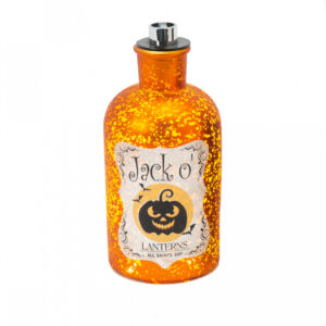 Jack O'Lanterns Quecksilberglas Dekoflasche mit LED 18 cm