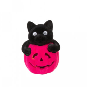 Katze im Halloween Kürbis Pink 11 cm