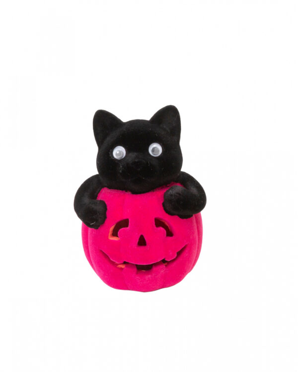 Katze im Halloween Kürbis Pink 11 cm