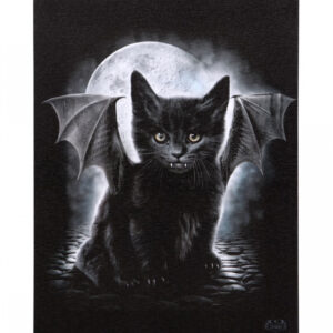 Bat Cat Leinwand Bild 19 x 25 cm