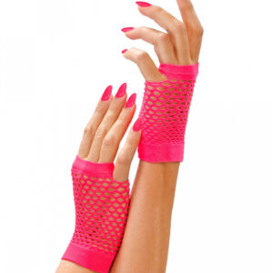 Fingerlose Kurze Netzhandschuhe Neon Pink