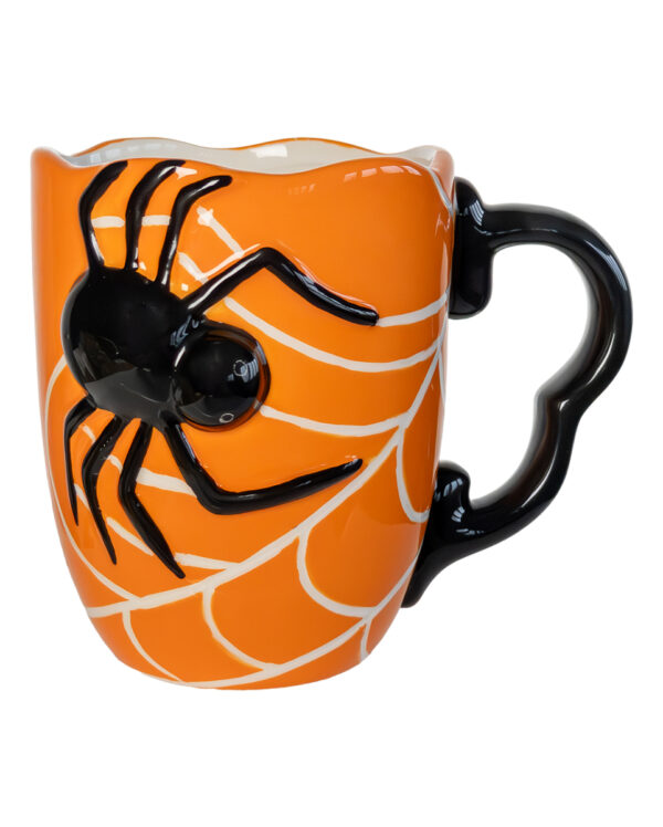 Große Halloween Tasse mit Spinne & Spinnennetz 500ml