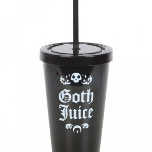 Schwarzer "Goth Juice" Getränkebecher mit Strohhalm