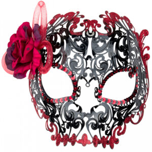 Dia de los Muertos Halbmaske mit Rose