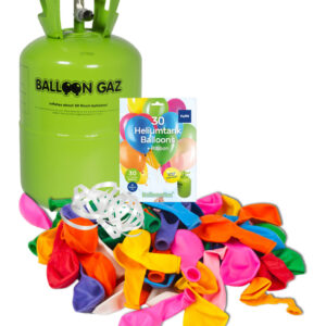 Heliumflasche Balloon Gaz mit 30 bunten Luftballons